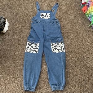 New Cow Print Pocket Overalls